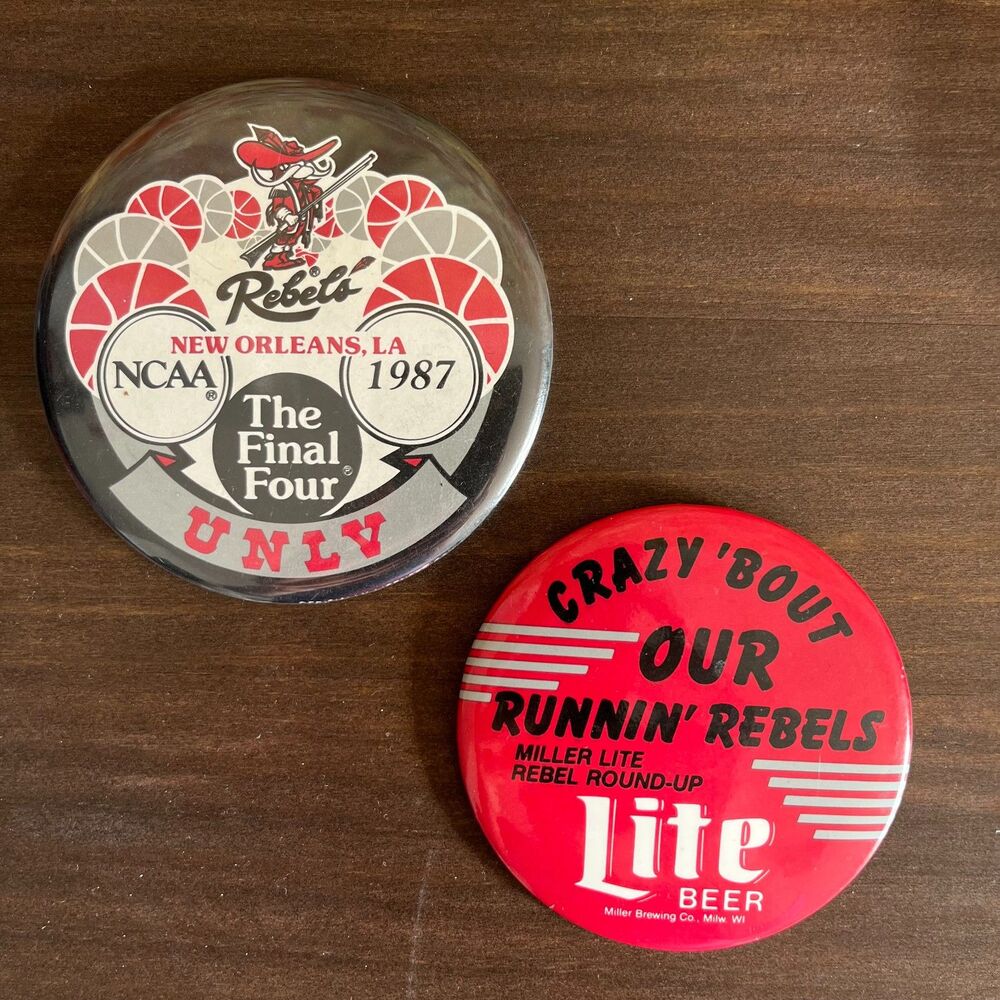 Vintage 80s UNLV Final Four and Running Rebels Pinback Bundle